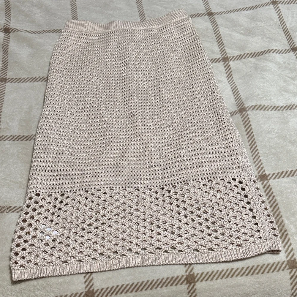 Ann Taylor Beige Knit Midi Skirt - Picture 1 of 6